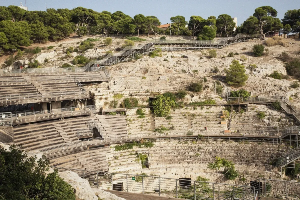 The Roman amphitheatre carved into the rock in Cagliari, the fallback plan for a shortened cruise port day