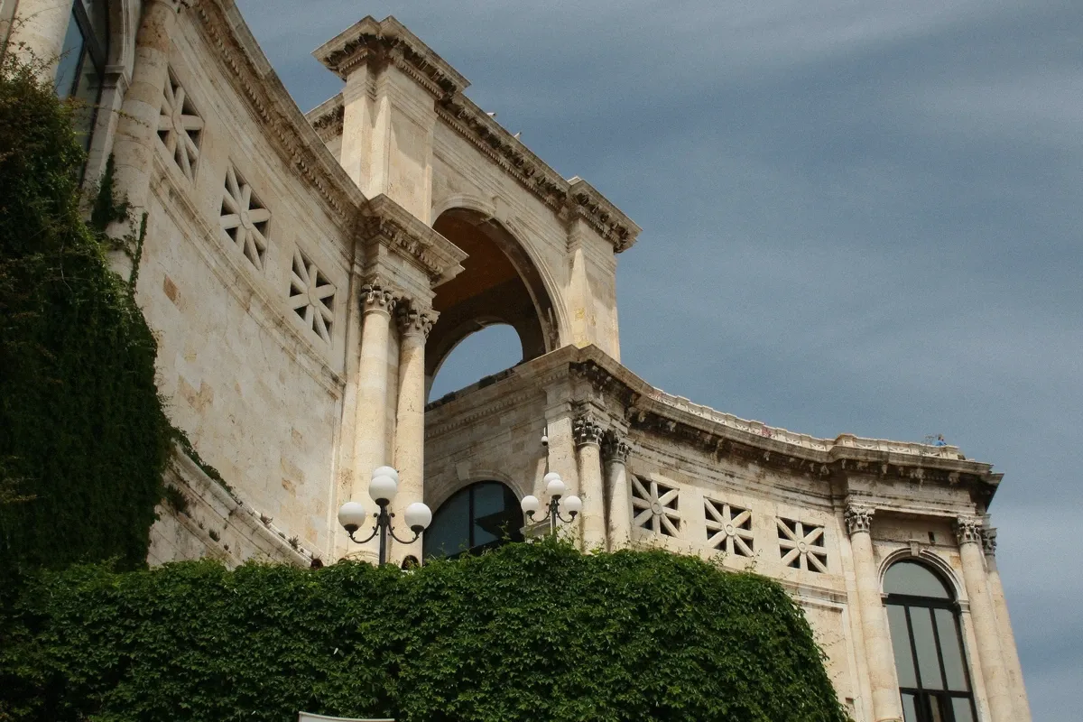 Bastione Saint Remy terrace above Cagliari's harbour, the landing view after a morning boat tour